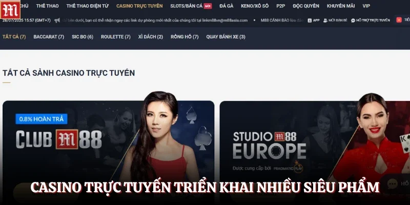 Casino m88 trực tuyến triển khai nhiều siêu phẩm với lối chơi cuốn hút